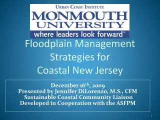 Floodplain Management Strategies for Coastal New Jersey