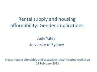 Rental supply and housing affordability: Gender implications