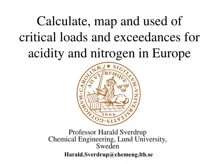 calculate map and used of critical loads and exceedances for acidity and nitrogen in europe