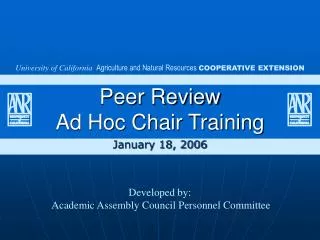 Peer Review Ad Hoc Chair Training
