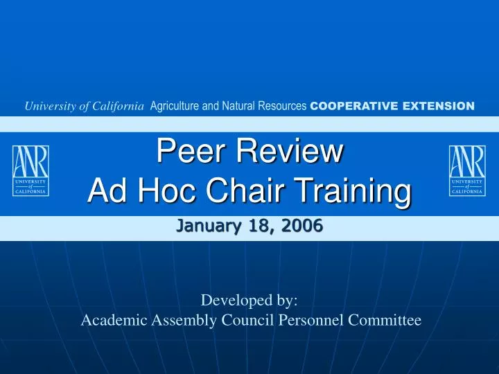 peer review ad hoc chair training