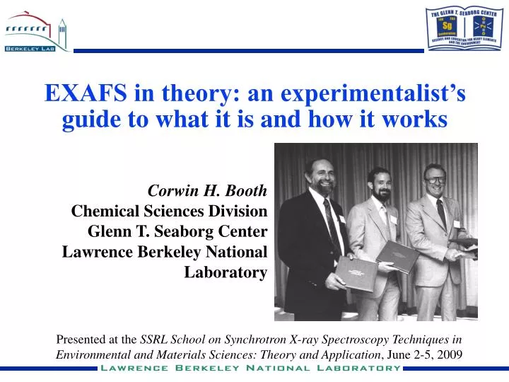 exafs in theory an experimentalist s guide to what it is and how it works