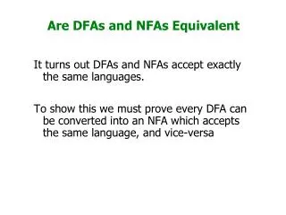 Are DFAs and NFAs Equivalent