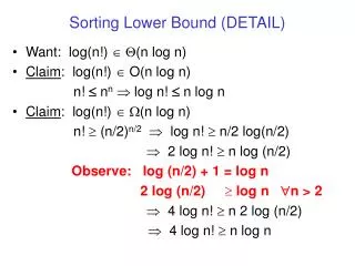 Sorting Lower Bound (DETAIL)