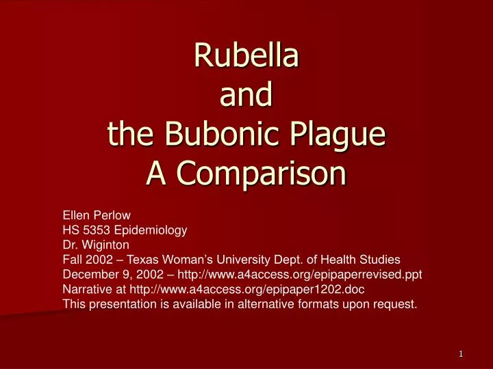 rubella and the bubonic plague a comparison