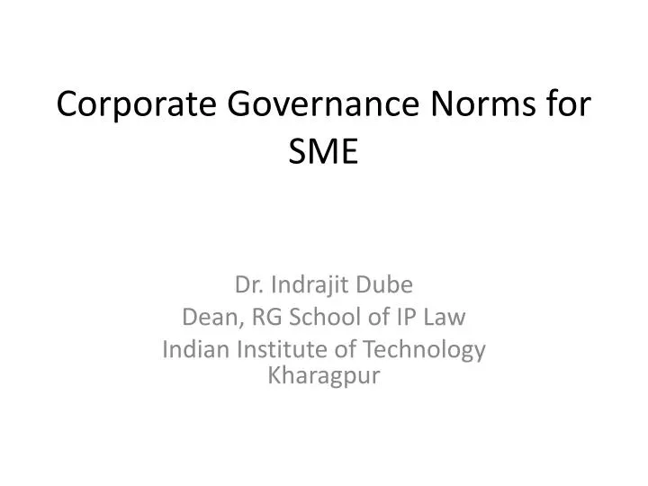 corporate governance norms for sme