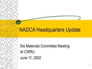 NADCA Headquarters Update