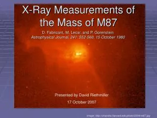 X-Ray Measurements of the Mass of M87