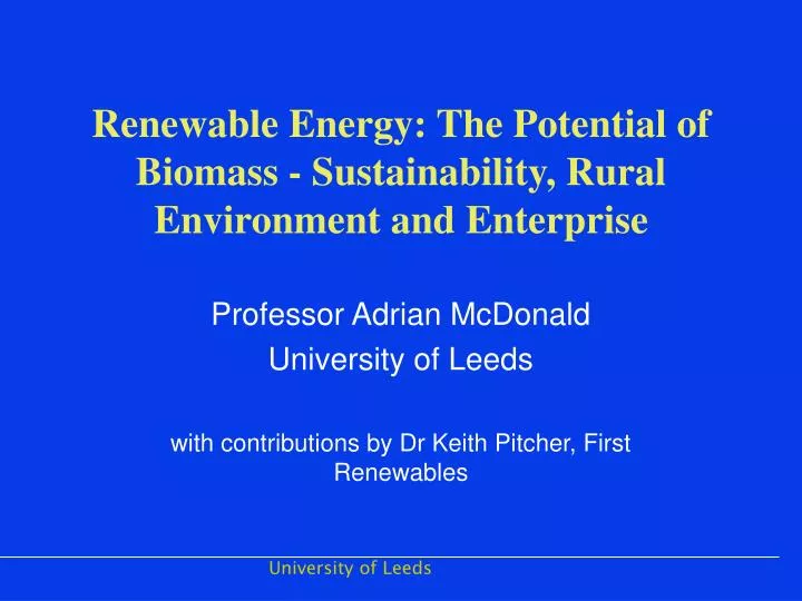 renewable energy the potential of biomass sustainability rural environment and enterprise