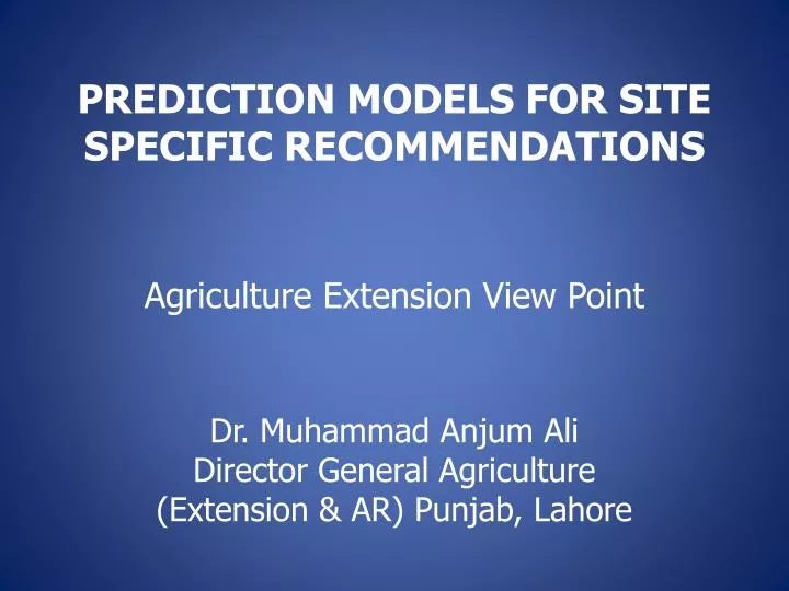 prediction models for site specific recommendations