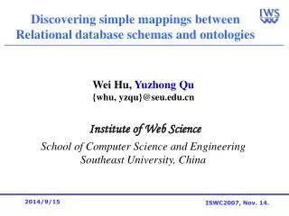 Discovering simple mappings between Relational database schemas and ontologies