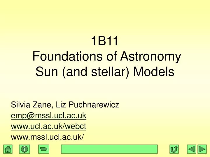 1b11 foundations of astronomy sun and stellar models