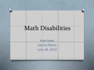 Math Disabilities