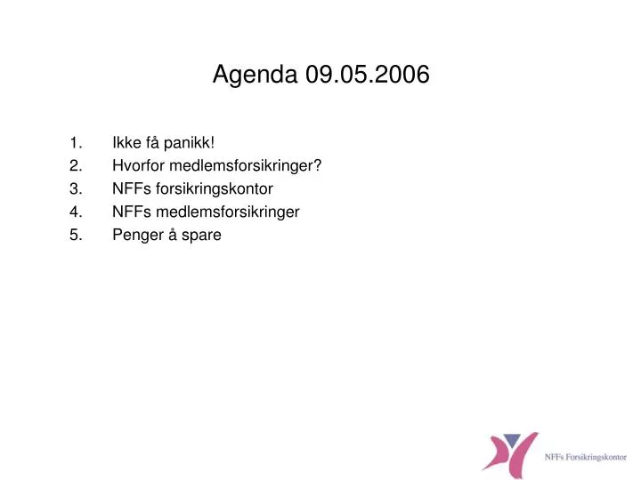 agenda 09 05 2006