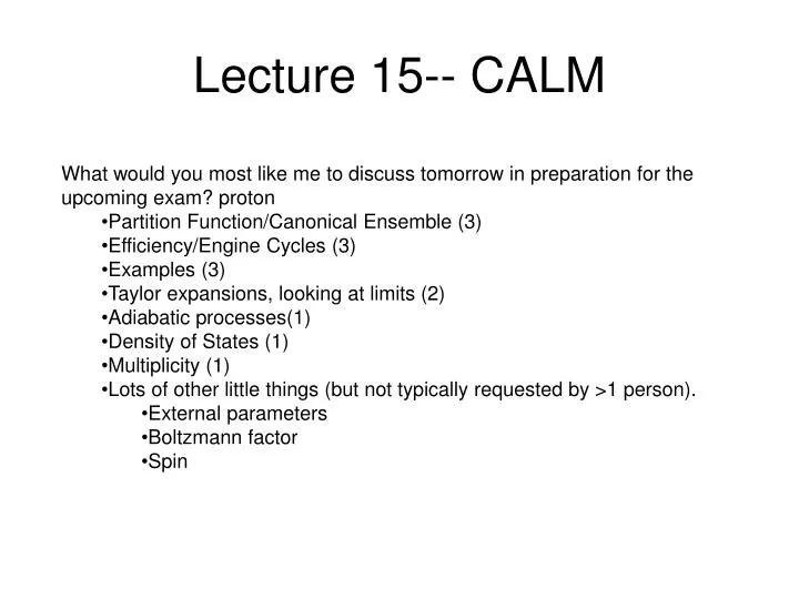 lecture 15 calm