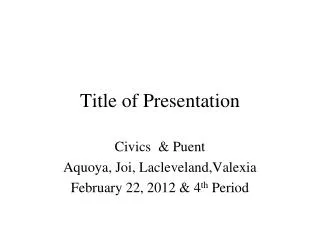 Title of Presentation