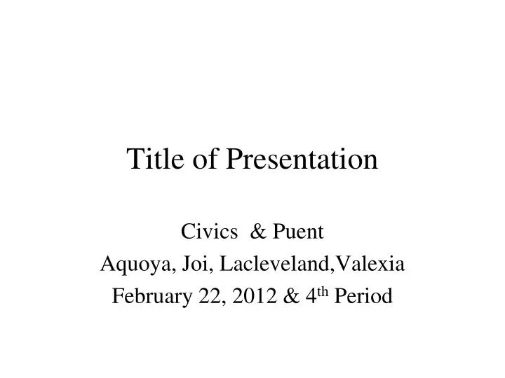 title of presentation