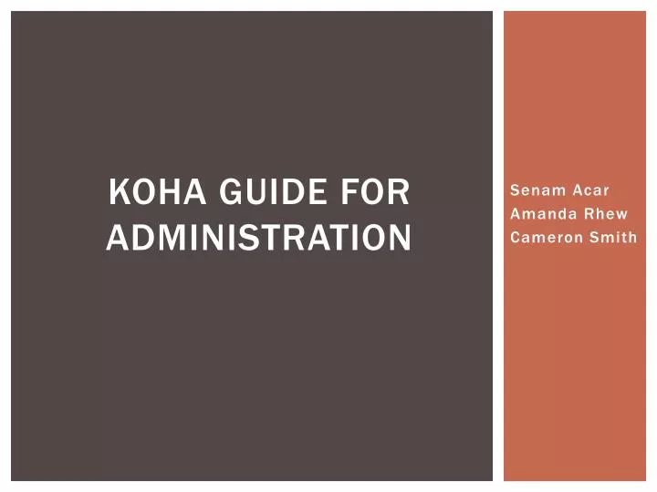 koha guide for administration