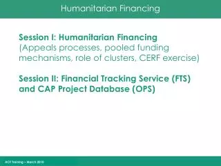 Humanitarian Finance - the basics
