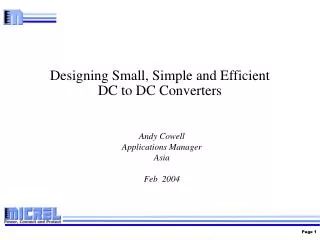 Designing Small, Simple and Efficient DC to DC Converters