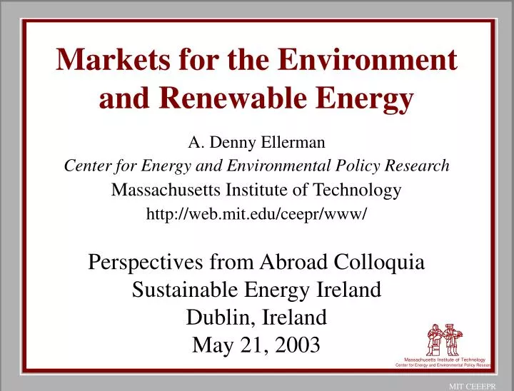 markets for the environment and renewable energy