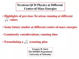 Tevatron QCD Physics at Different Center-of-Mass Energies