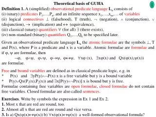 Theoretical basis of GUHA