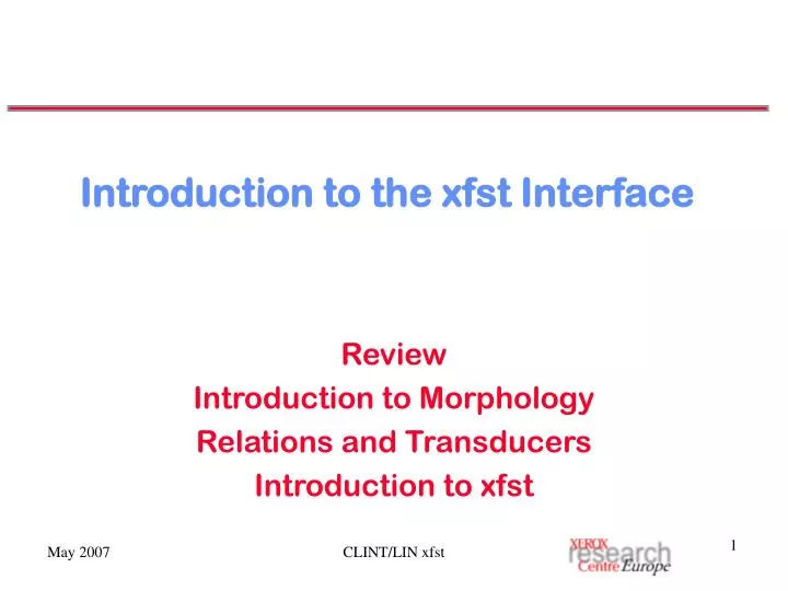 introduction to the xfst interface