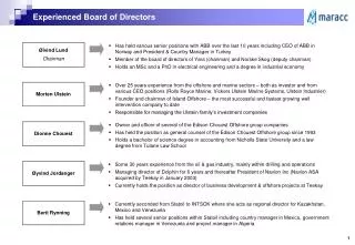 Experienced Board of Directors