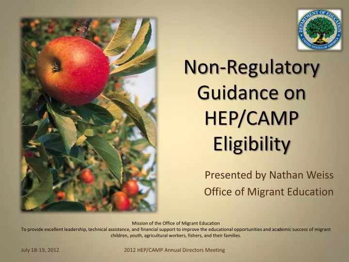 non regulatory guidance on hep camp eligibility