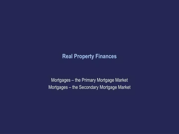 real property finances