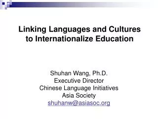 Linking Languages and Cultures to Internationalize Education