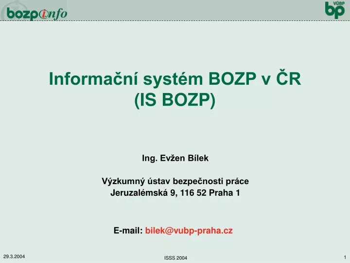 informa n syst m bozp v r is bozp