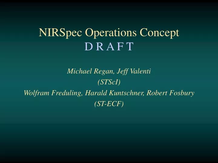 nirspec operations concept d r a f t
