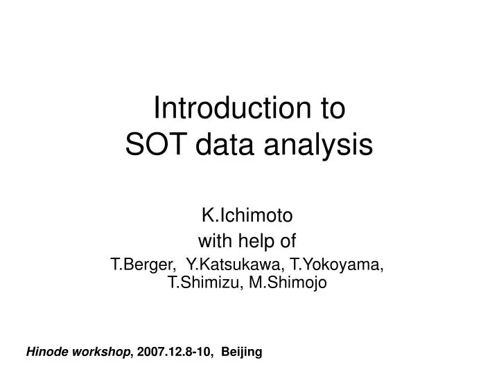 introduction to sot data analysis
