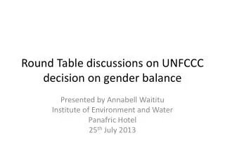 Round Table discussions on UNFCCC decision on gender balance