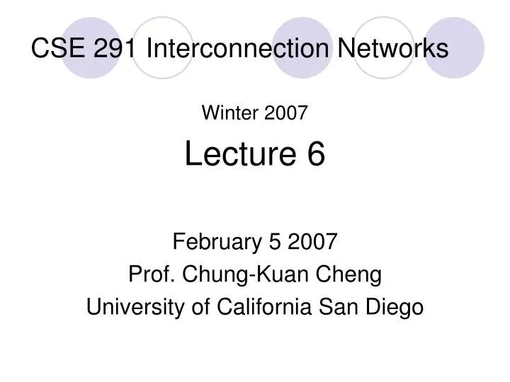 cse 291 interconnection networks