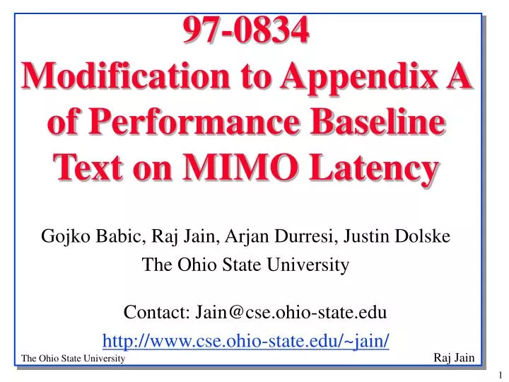 97 0834 modification to appendix a of performance baseline text on mimo latency