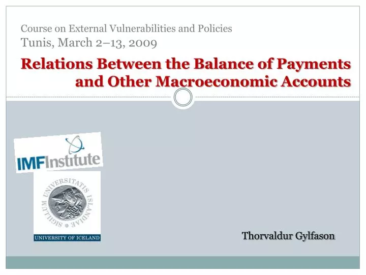 relations between the balance of payments and other macroeconomic accounts