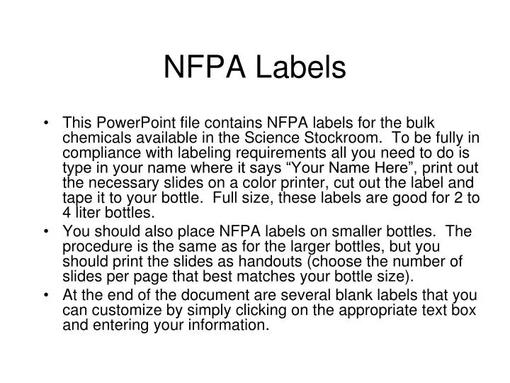 nfpa labels