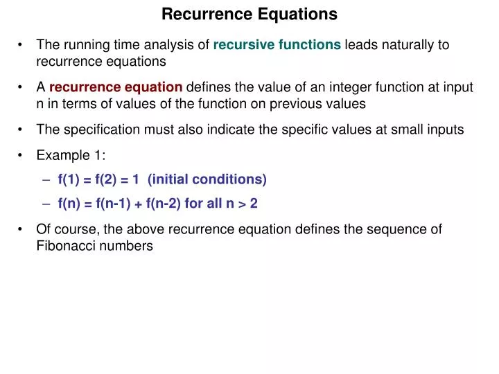 recurrence equations