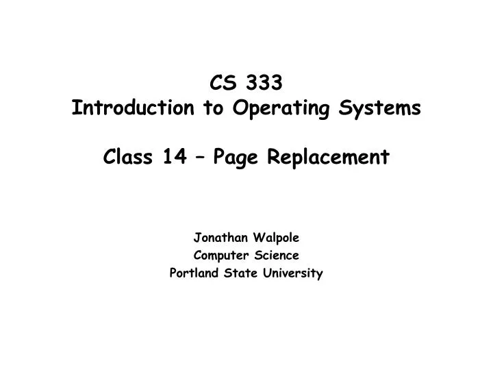 jonathan walpole computer science portland state university