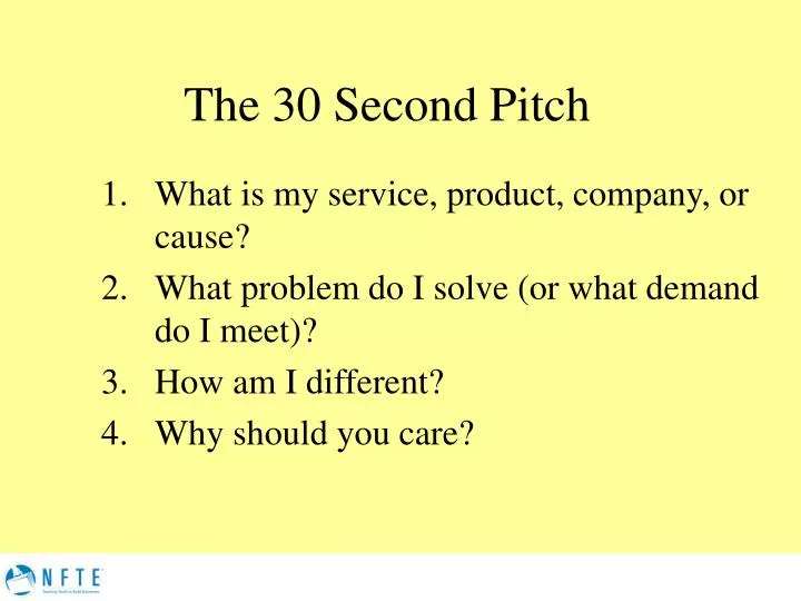 the 30 second pitch