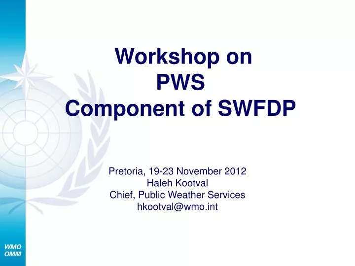 workshop on pws component of swfdp