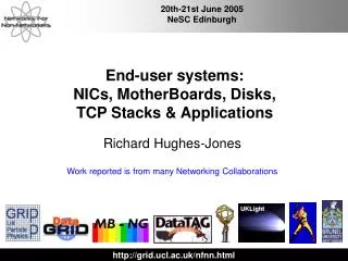 End-user systems: NICs, MotherBoards, Disks, TCP Stacks &amp; Applications