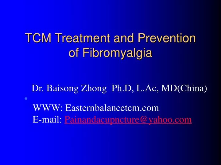 tcm treatment and prevention of fibromyalgia