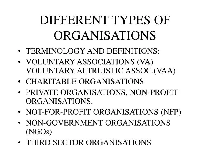 different types of organisations