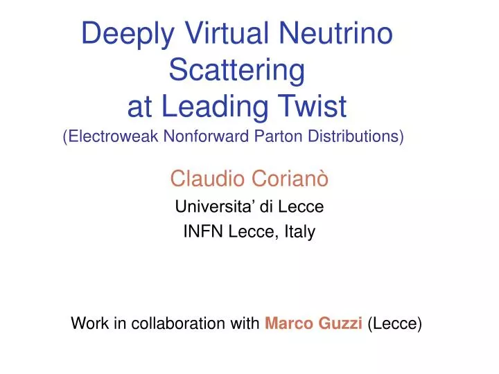 deeply virtual neutrino scattering at leading twist