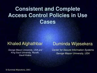 Consistent and Complete Access Control Policies in Use Cases