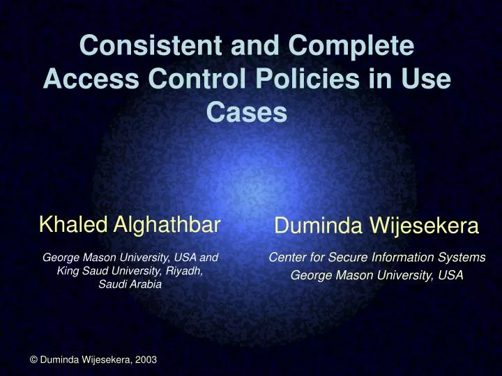 consistent and complete access control policies in use cases